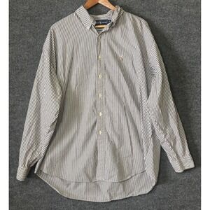 Polo Ralph Lauren Blaire Mens XL Striped Button Down Shirt Gray White Cotton